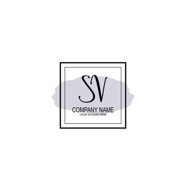 Minimalist el yazısı SV İlk Logo Tasarımı Koleksiyonu