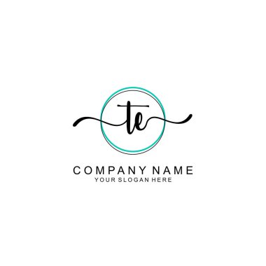 Minimalist el yazısı TE İlk Logo Tasarımı Koleksiyonu