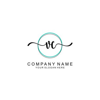 Minimalist el yazısı VC İlk Logo Tasarımı Koleksiyonu