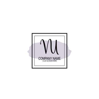 Minimalist el yazısı VU İlk Logo Tasarımı Koleksiyonu