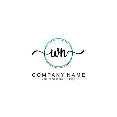 Minimalist el yazısı WN İlk Logo Tasarımı Koleksiyonu