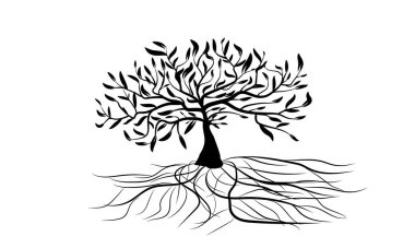 Ağaç silueti vektör çizim sanatı