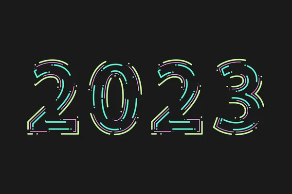 Renkli Vektör Neon Tüp Numarası 2023 Yeni Yıl Neon Renk — Stok Vektör
