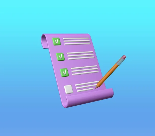 Clipboard Pencil Blue Background Notepad Icon Render — Stock Photo, Image