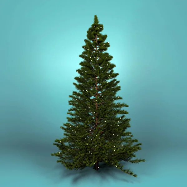 christmas tree isolated with glowing lights. Realistic 3d illustration. 3d rendering