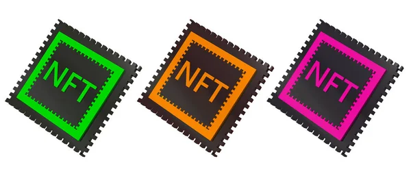 Cartões Nft Token Arte Criptográfica Cartões Coleta Token Não Fungível — Fotografia de Stock