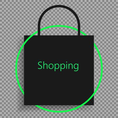 Şeffaf bir arkaplanda kağıt torba. Alışveriş teslimatı. EPS 10