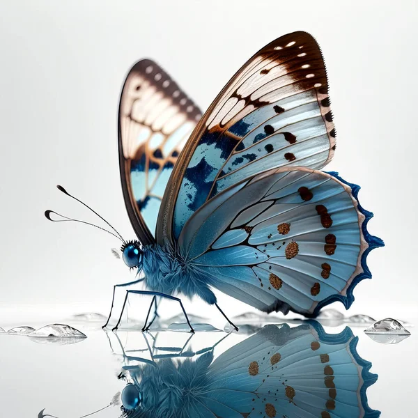 Blue butterfly , isolated on white background. illustration