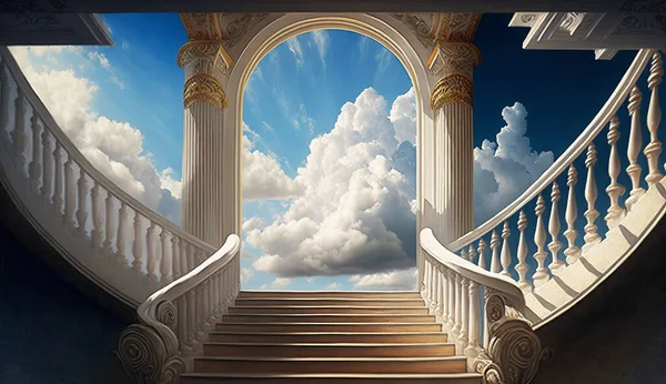 Stairway leading to heaven. Steps to the clouds. Illustration
