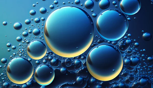 Illustration of transparent cosmetic blue gas bubbles underwater. Mackro
