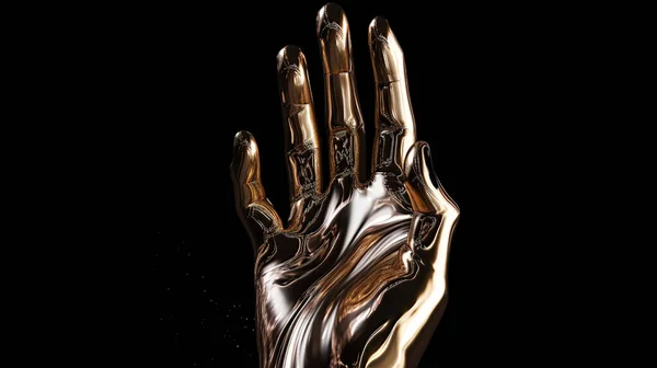 golden hand on black background. Illustration