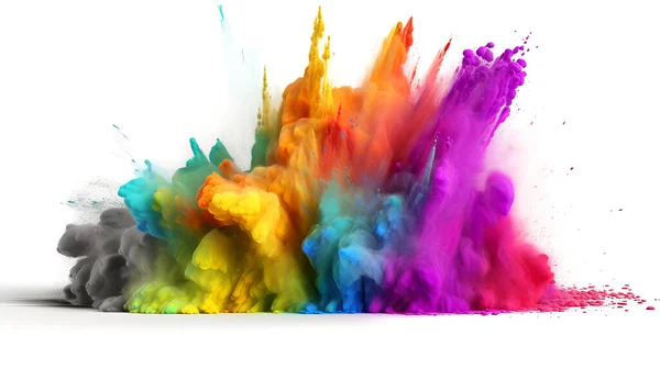 Explosion of colored powder on white background. Illustration