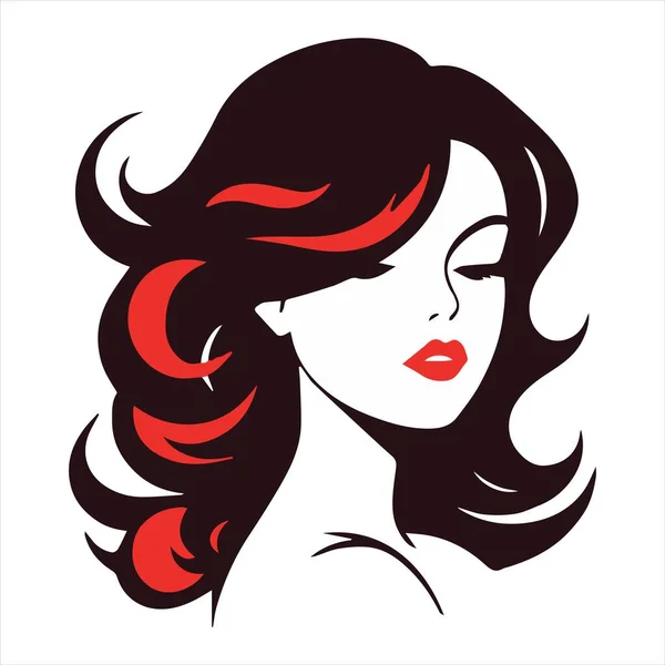 Ilustración Una Chica Con Lápiz Labial Rojo Cabello Rojo Eps — Vector de stock
