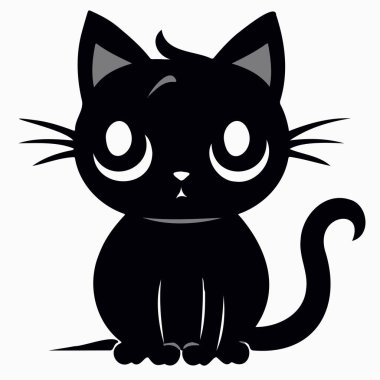 Beyaz arka planda siyah bir kedi silueti. EPS 10