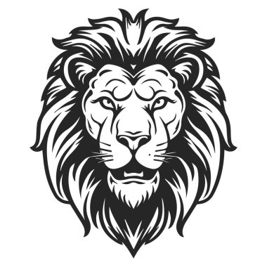 Lion Head Logo Vektör Şablonu Çizim Tasarımı. EPS 10
