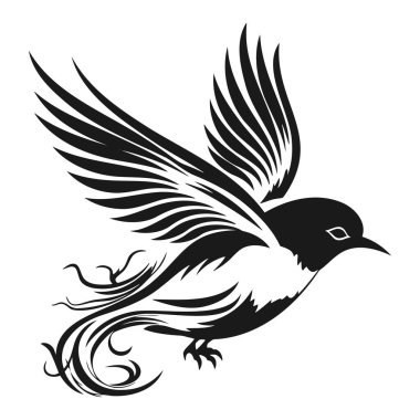 Mırıldayan kuş silueti. İzole vektör