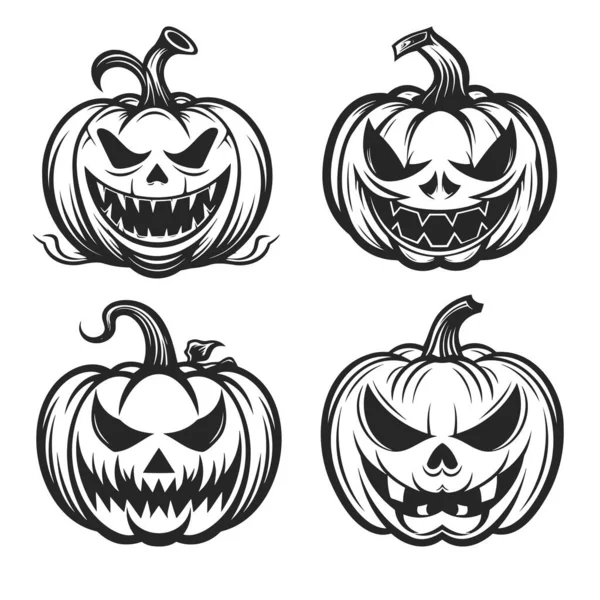 Ensemble Dessin Citrouilles Halloween Illustration Vectorielle Spe — Image vectorielle