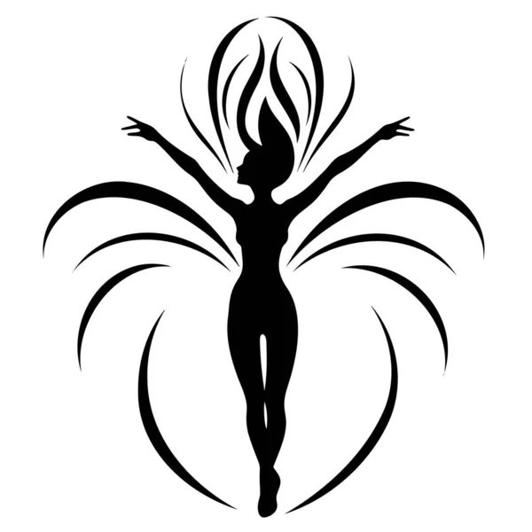 Silueta Una Chica Baile Logo Eps — Archivo Imágenes Vectoriales