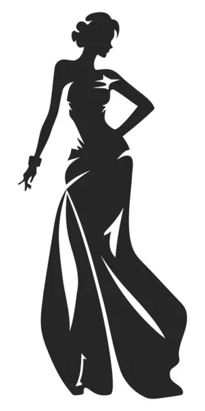 Silueta Mujer Vestido Largo — Archivo Imágenes Vectoriales
