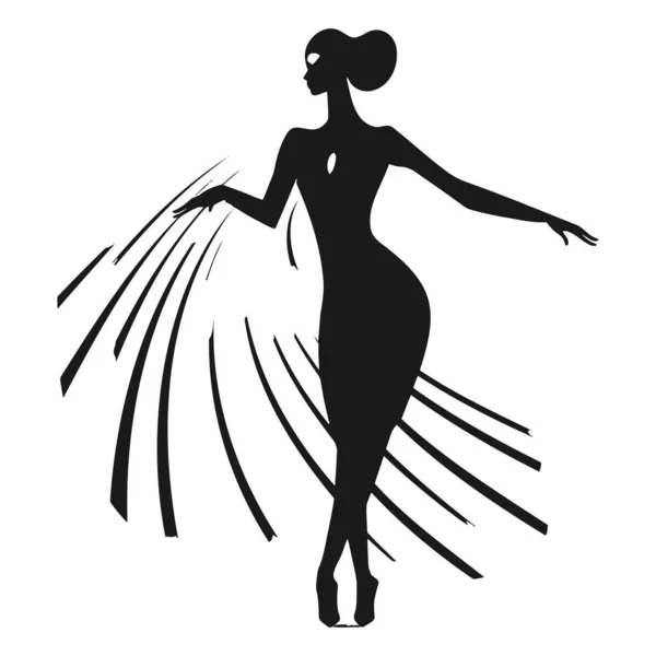 Silhouette Une Jeune Danseuse Logo Design Entreprise Pour Une École — Image vectorielle