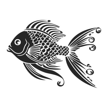 Siyah balık siluetinin vektör çizimi. İzole edilmiş beyaz arka plan. EPS 10