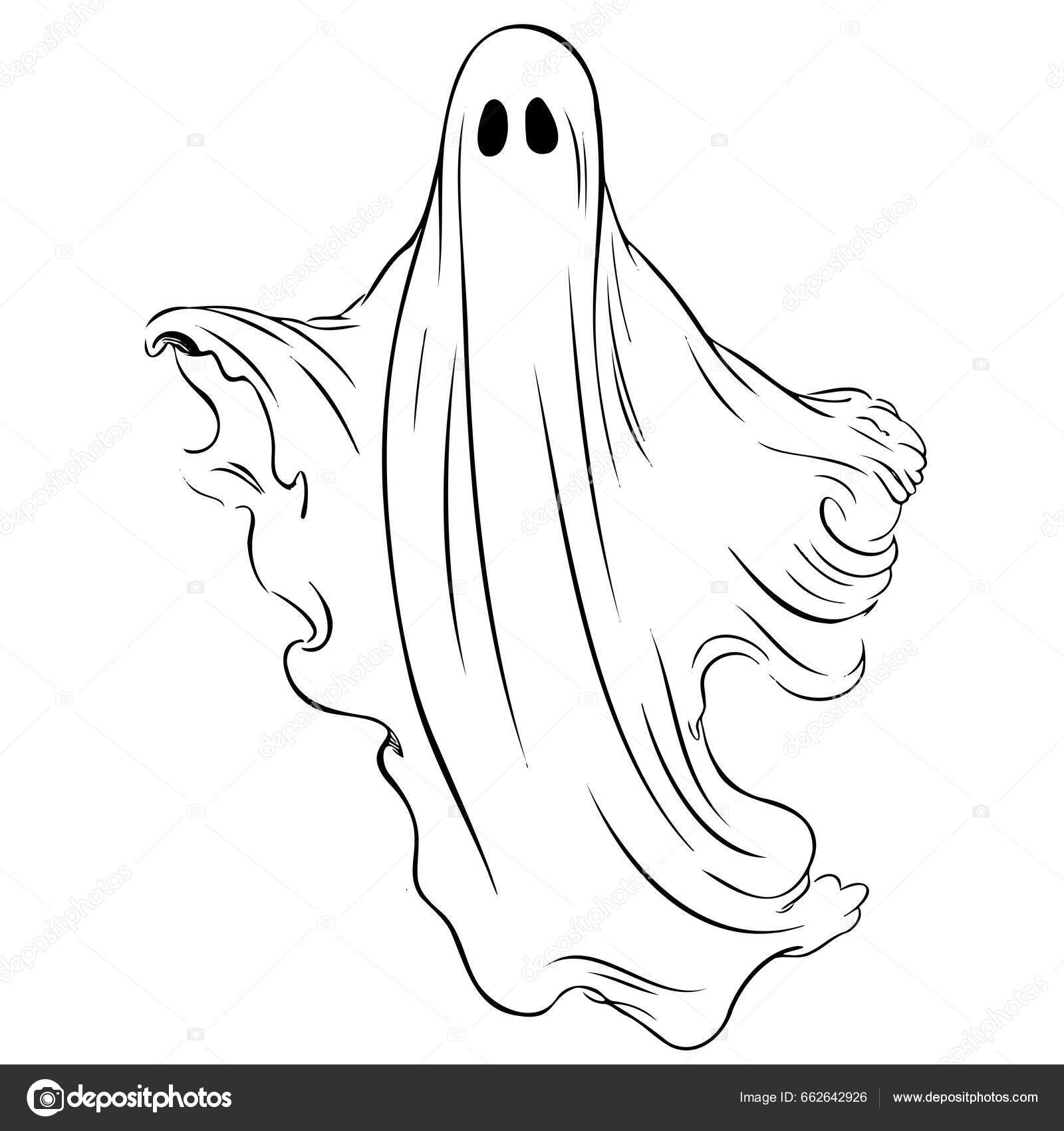 Desenho De Fantasma Bonito Ou Assustador De Halloween Com