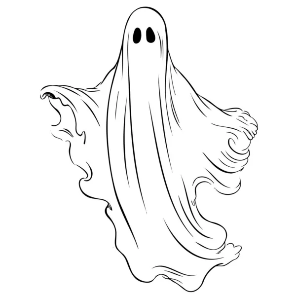 かわいい幽霊が孤立し ベクトルハロウィーンのコンセプト 漫画の幽霊 不気味なベクトル 黒い目の白い幽霊 かわいい幽霊のアイコンが隔離された かわいい漫画の不気味なキャラクター 休日シルエット — ストックベクタ
