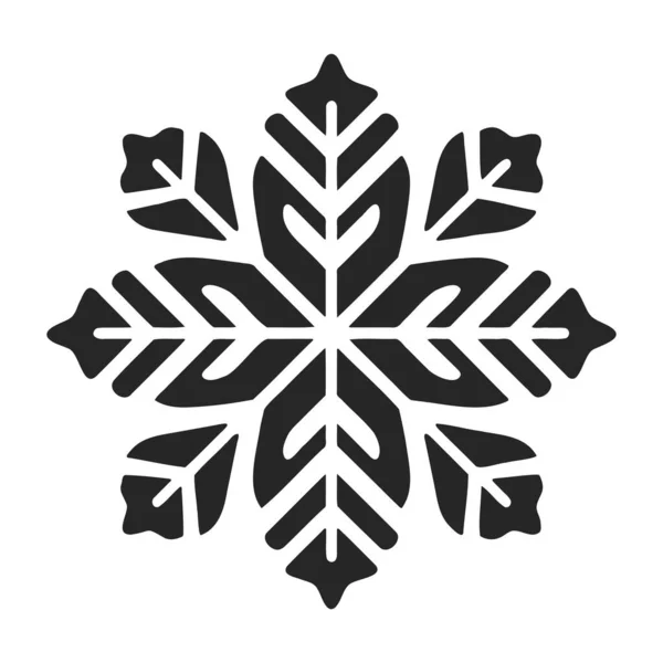 Icône Flocon Neige Thème Noël Hiver Illustration Simple Noir Plat — Image vectorielle
