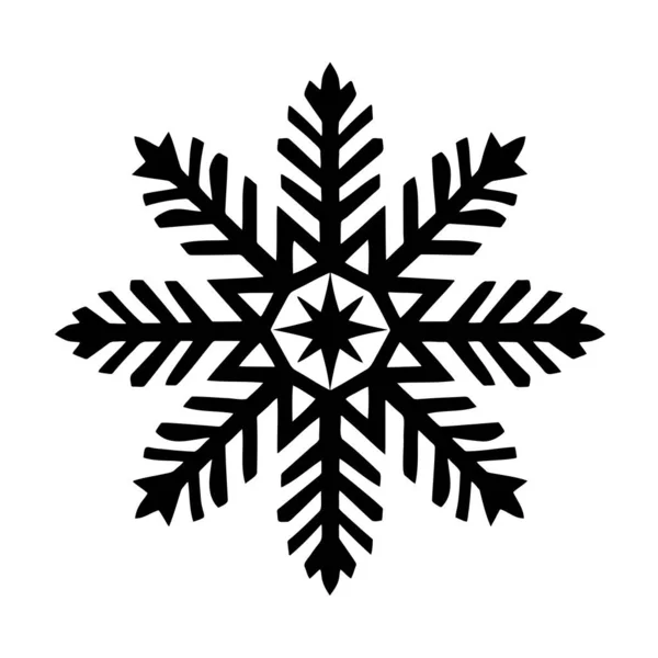 Ícone Floco Neve Natal Tema Inverno Simples Plana Ilustração Preta — Vetor de Stock