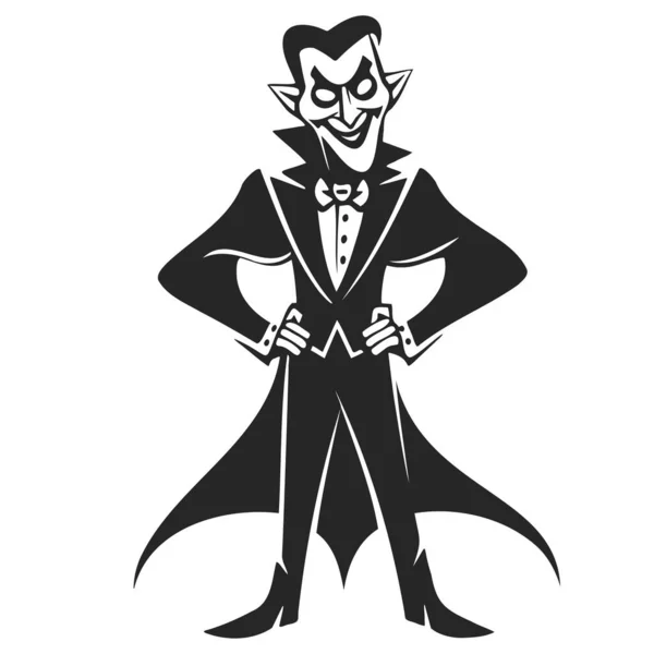 Dracula Illustrazione Vettoriale Vampiro Bianco Nero — Vettoriale Stock