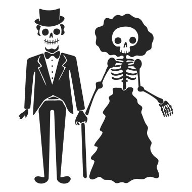 Beyaz arka planda iki iskelet aşığı. Vektör illüstrasyonu.