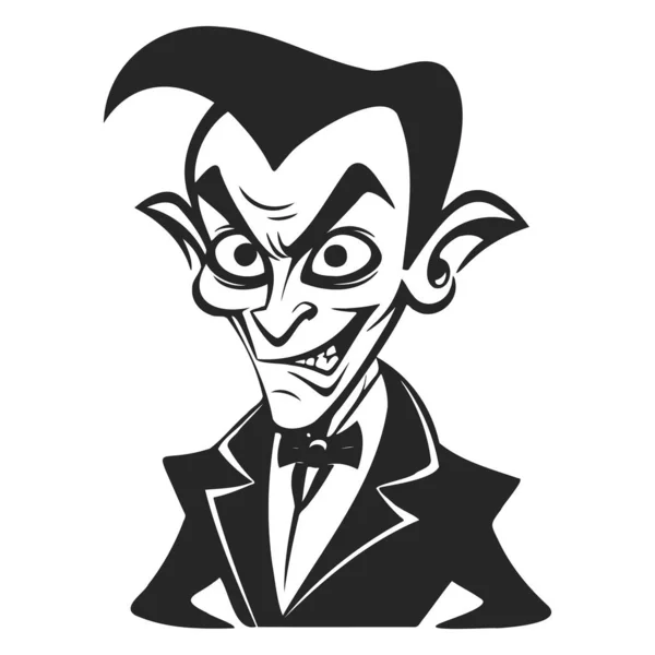 Det Dracula Vampyr Svart Och Vitt Vektor Illustration — Stock vektor