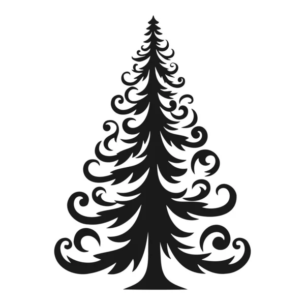 Arbre Noël Élément Stylisé Signe Monochrome Vacances Isolé Sur Blanc — Image vectorielle
