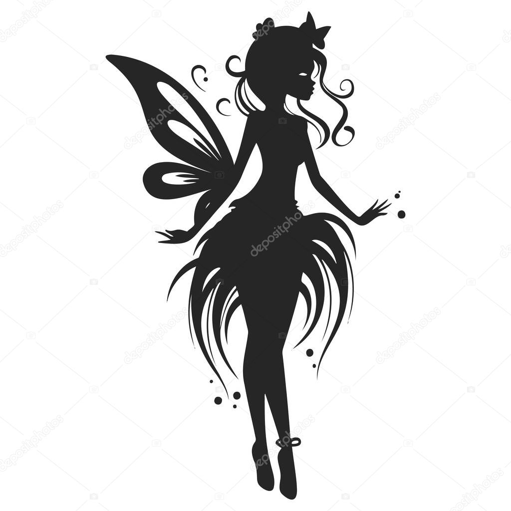 Beautiful fairy silhouette. Vector illustration