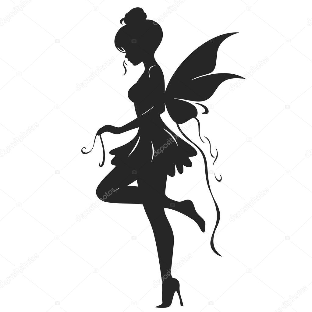 Beautiful fairy silhouette. Vector illustration