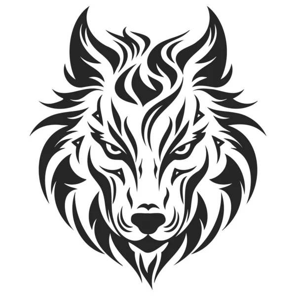 Kurt başlı Vektör illüstrasyonu. Wolf Vintage Logo Vektörü