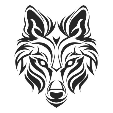 Kurt başlı Vektör illüstrasyonu. Wolf Vintage Logo Vektörü