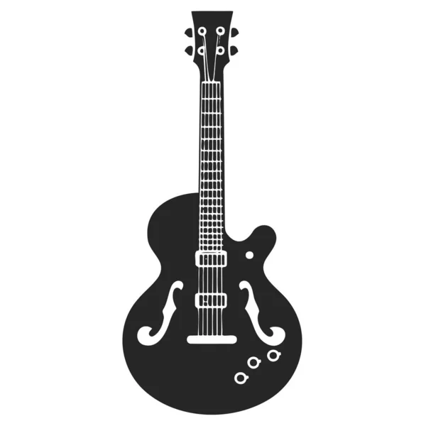 Черный Акустический Силуэт Гитары Икона Музыкального Инструмента Векторная Иллюстрация Eps — стоковый вектор