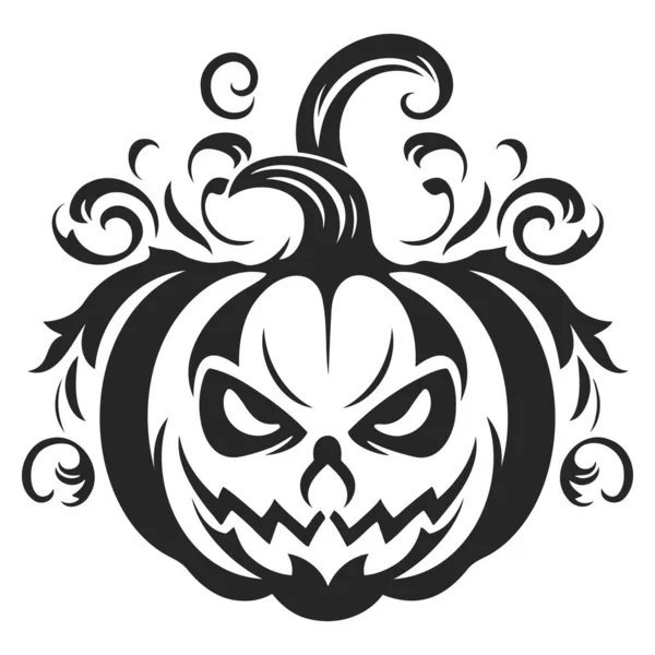 Vettore Zucca Disegno Bianco Nero Halloween Sfondo Bianco Elemento Halloween — Vettoriale Stock