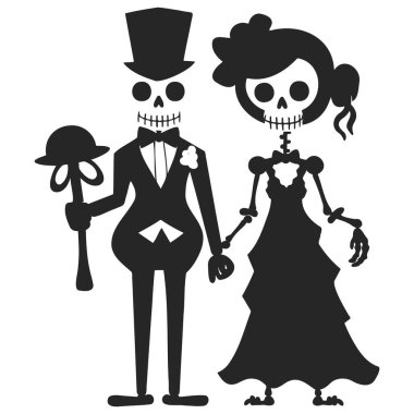 Beyaz arka planda iki iskelet aşığı. Vektör illüstrasyonu.