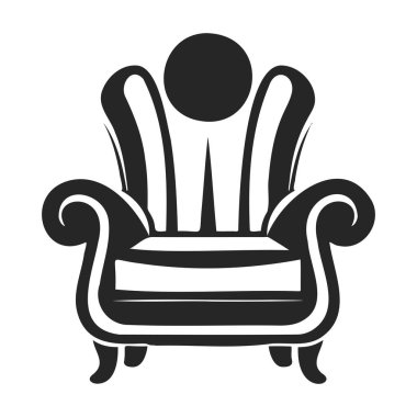 Modern mobilyalar. Rahat bir sandalyenin basit doğrusal silueti. Doodle tasarım vektör çizimi. EPS 10