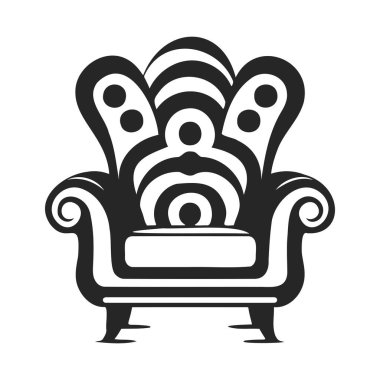 Modern mobilyalar. Rahat bir sandalyenin basit doğrusal silueti. Doodle tasarım vektör çizimi. EPS 10