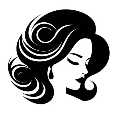 Kadınların kısa saç stili simgesi, logo kadınları beyaz arka planda, EPS 10 vektörü