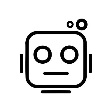 Robot çizgisi simgesi. Beyaz arkaplanda modaya uygun düz bir sembol. Tasarım için web şarkısı. EPS 10