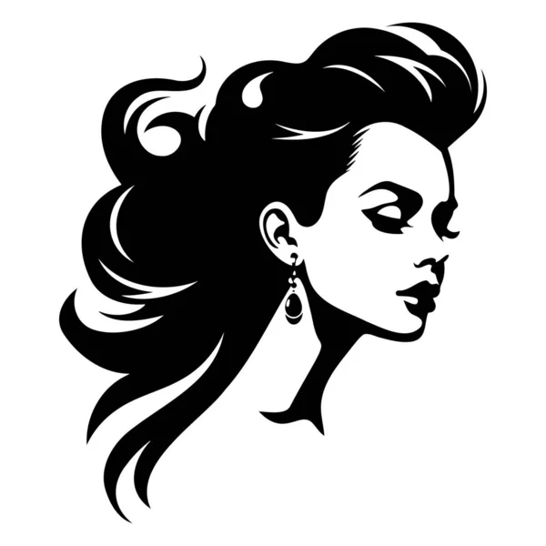 Illustration Kvinnor Kort Frisyr Ikon Logotyp Kvinnor Ansikte Vit Bakgrund — Stock vektor