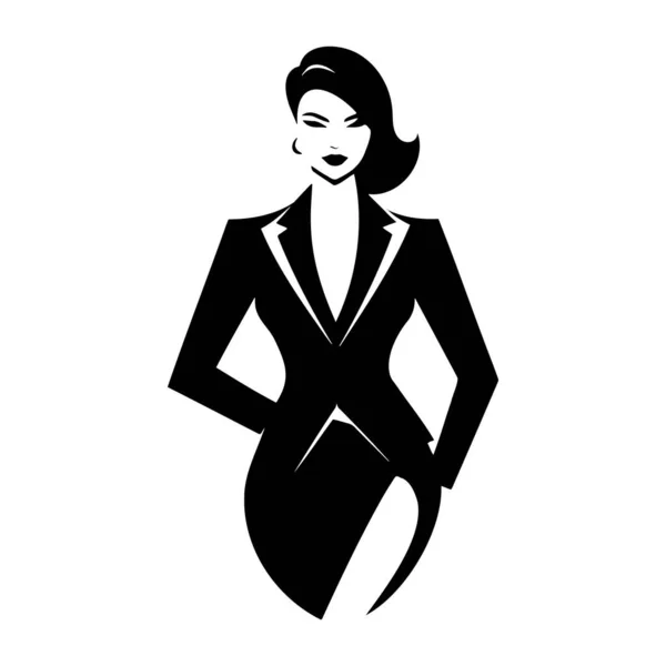 Mujer Negocios Dibujo Blanco Negro Eps — Vector de stock