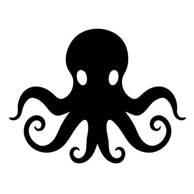 Ahtapot - deniz hayvanı vektör silueti bir ikon için ya da bir deniz ya da okyanus teması üzerinde işaret. Logo için siyah bir ahtapot silueti ya da deniz yaşamı temalı bir resim. EPS 10