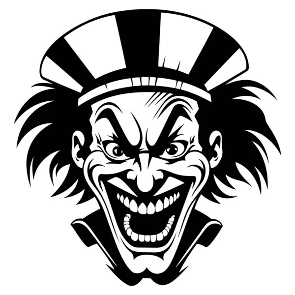 Icon Şeytani palyaço. Siyah ve beyaz. Vektör çizimi. EPS 10