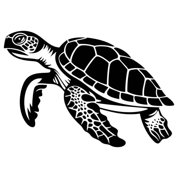 Grafická Mořská Želva Vektorová Ilustrace Mořské Želvy Eps — Stockový vektor