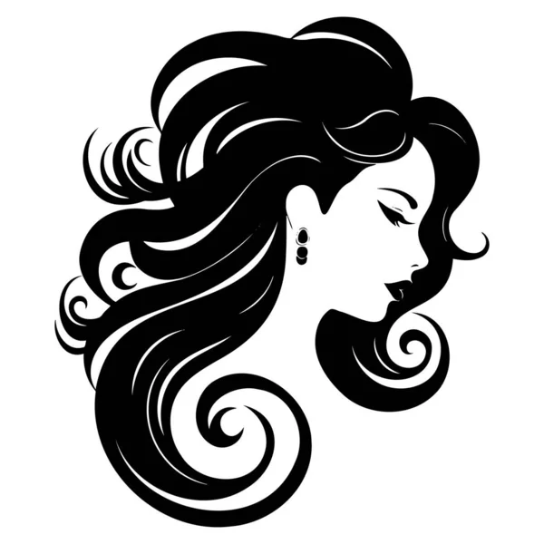 Ilustracja Kobiety Krótkie Włosy Styl Ikona Logo Kobiet Twarz Białym — Wektor stockowy